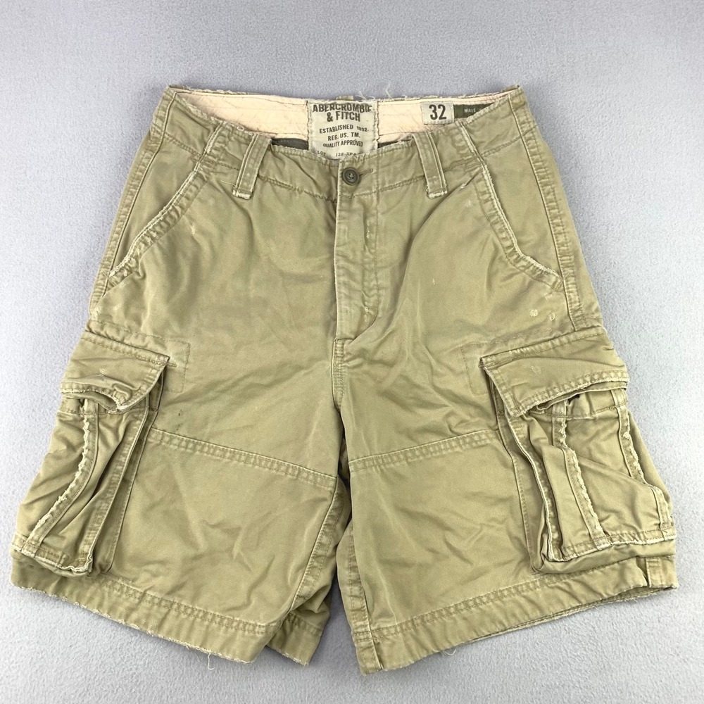 VTG Y2K Abercrombie & Fitch Adirondack Cargo Shorts Mens 32 Khaki Outdoor Thick